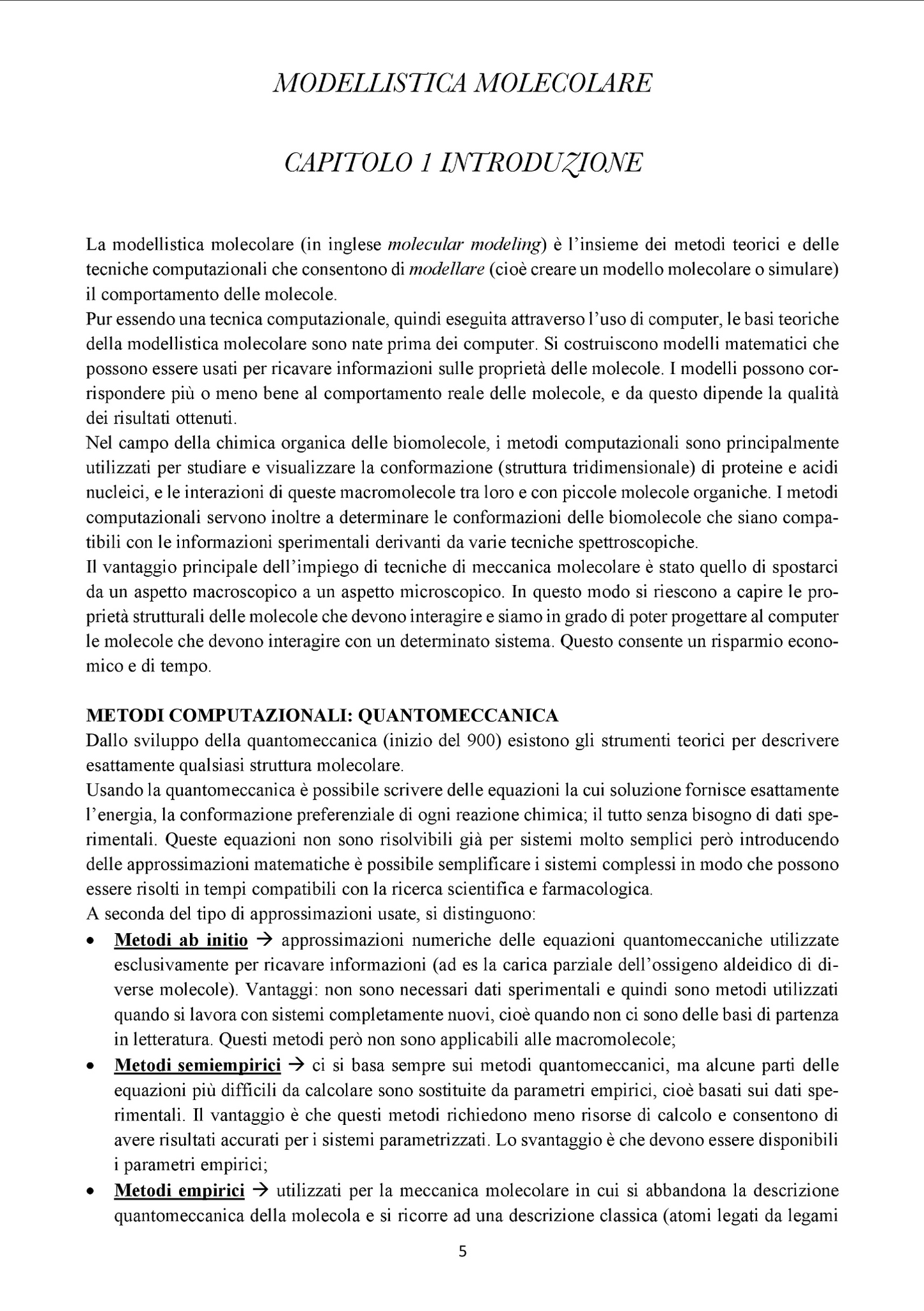 Progettazione e Sintesi delle Bio Molecole